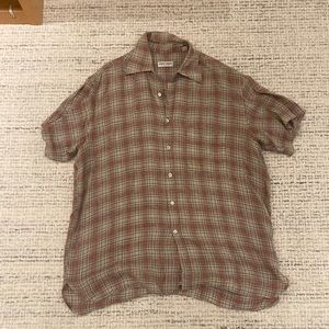Giorgio Armani vintage Italian linen plaid shirt